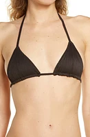 Frankies Bikinis Phillipa Plissé Bikini Top in Black at Nordstrom, Size Medium