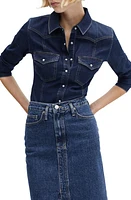 MANGO Chest Pocket Denim Shirt Open Blue at Nordstrom,