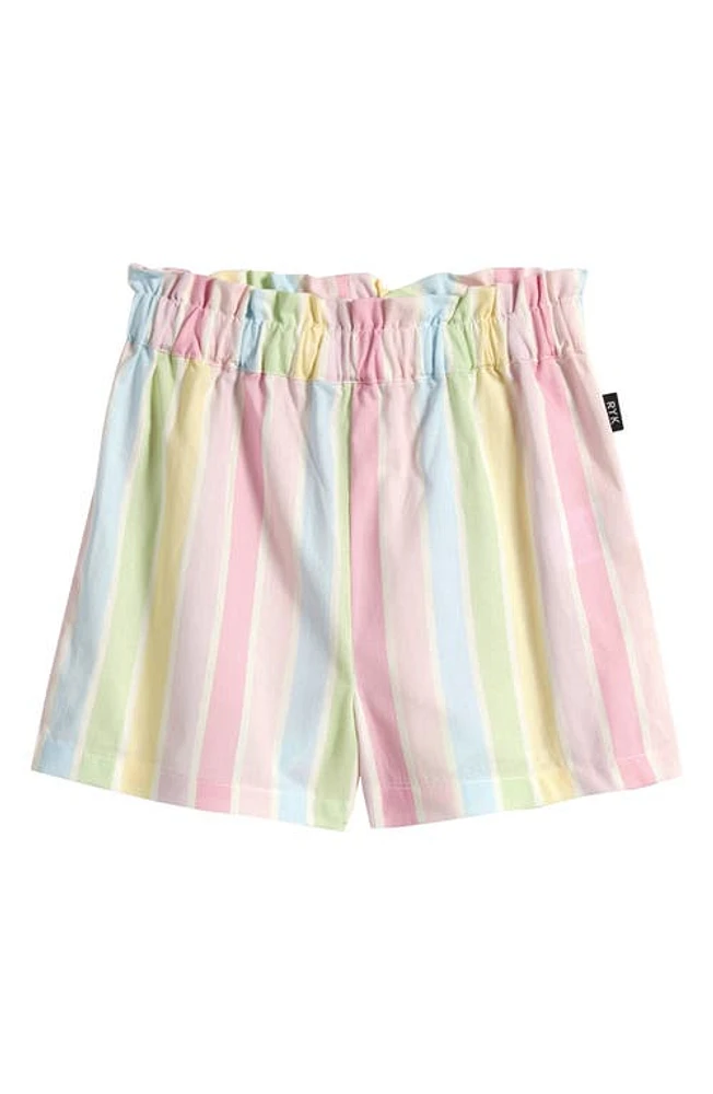 Rock Your Baby Kids' Sorbet Stripe Paperbag Waist Cotton Shorts at Nordstrom,