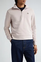 Moncler Logo Patch Quarter Zip Pullover Raspberry Icing at Nordstrom,