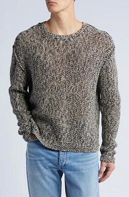 FRAME Marled Linen Blend Crewneck Sweater Beige Melange at Nordstrom,