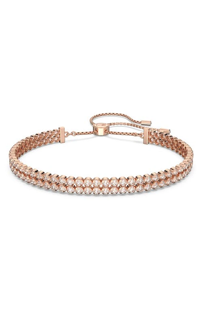 Swarovski Subtle Double Crystal Slider Bracelet in Rose Gold at Nordstrom, Size Medium