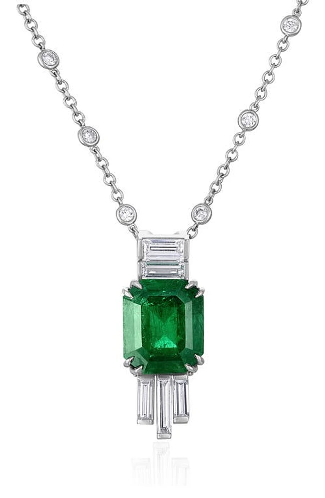 Mindi Mond Emerald & Diamond Pendant Necklace in White/Emerald/Diamond at Nordstrom, Size 18