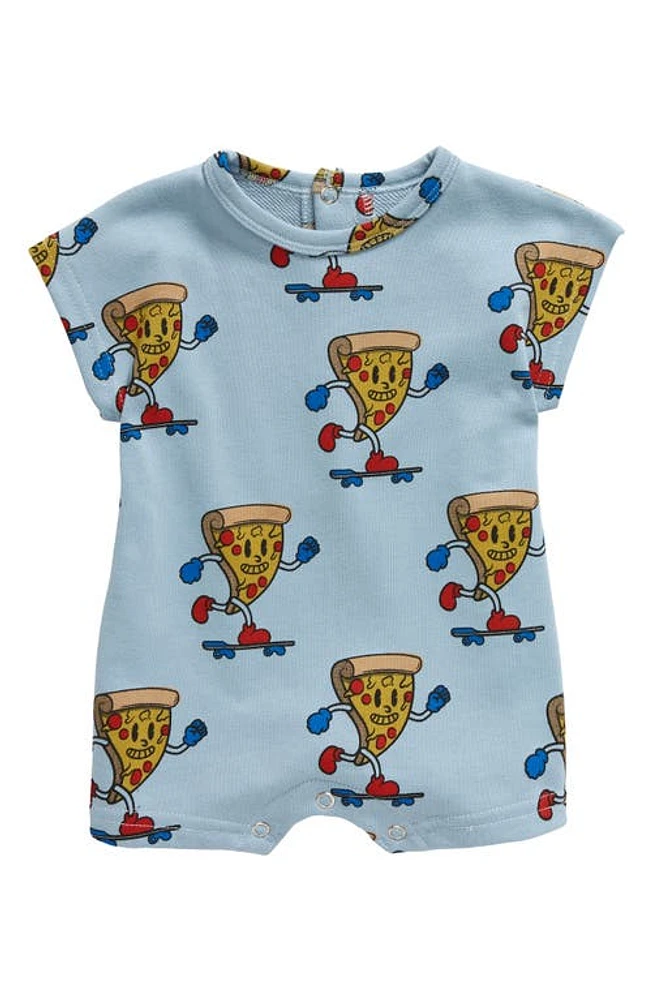 TINY TRIBE Pizza Skater Cotton Romper Steel Blue at Nordstrom,