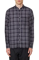 Officine Générale Arsene Check Cotton Button-Down Shirt Black/White at Nordstrom,