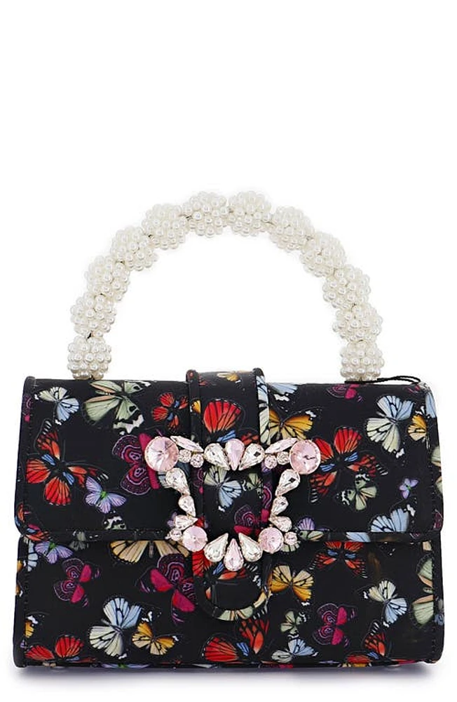 SOPHIA WEBSTER Margaux Imitation Pearl Top Handle Bag in Midnight Butterfly Meadow at Nordstrom