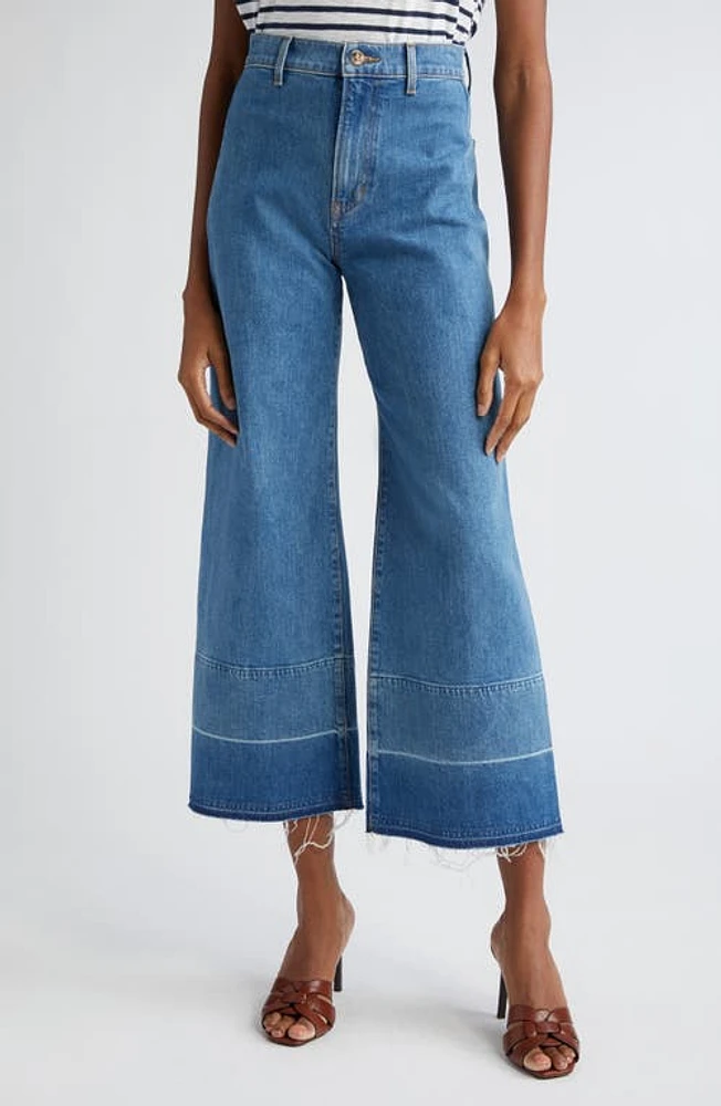 Veronica Beard Grant High Waist Release Hem Crop Wide Leg Jeans Globetrotter Moon at Nordstrom,