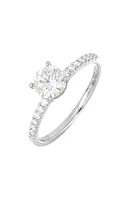 Bony Levy Pavé Diamond & Cubic Zirconia Solitaire Engagement Ring Setting in White Gold/Diamond at Nordstrom, Size 6.5