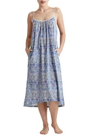 Papinelle Nahla Paisley Print Cotton Nightgown Crystal Blue at Nordstrom,