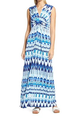 Eliza J Twist Front Knit Maxi Dress in Blue at Nordstrom, Size 14