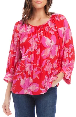 Karen Kane Floral Balloon Sleeve Top Print at Nordstrom,