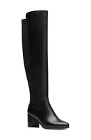 Clarks(r) Freva Stretch Knee High Boot Black Leather at Nordstrom,