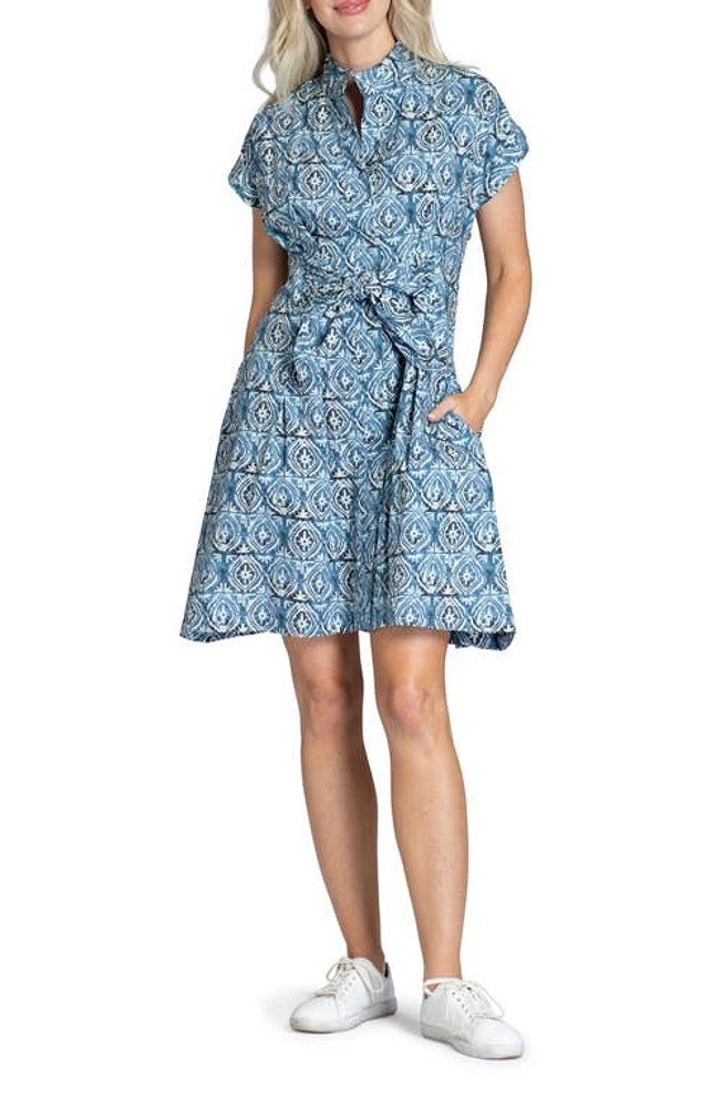 APNY Belted Shirtdress Blue Multi at Nordstrom,