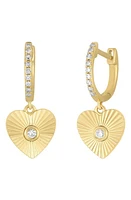 EF Collection Diamond Fluted Heart Huggie Hoop Earrings in 14K Yellow Gold at Nordstrom