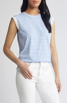 caslon(r) Embellished Lace Detail Sleeveless Top White at Nordstrom,