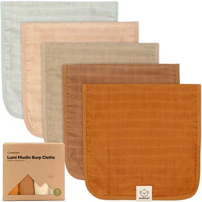 KeaBabies 5-Pack Lumi Muslin Burp Cloths in Spice at Nordstrom