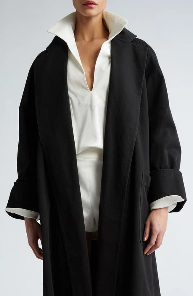 Max Mara Capo Cotton Twill Long Coat Black at Nordstrom,