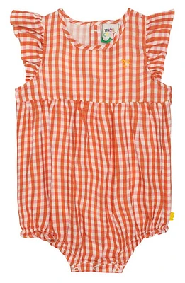 Mon Coeur Gingham Linen Bubble Romper Natural/Misti Rose/Orange at Nordstrom, M