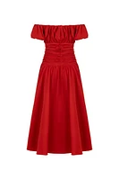 Nocturne Drape Midi Dress in Red at Nordstrom, Size Large