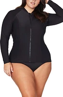 Artesands Sunsafe Zip Front Rashguard Black at Nordstrom,