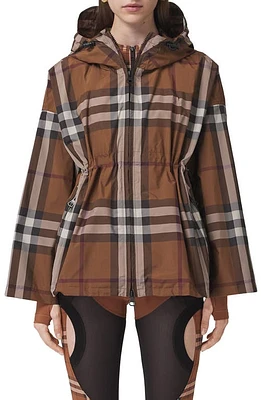 burberry Bacton Check Hooded Jacket Dark Birch Brown Chk at Nordstrom,