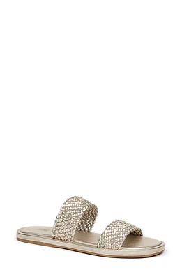 PAIGE Dakota Basket Weave Slide Sandal in Light Gold at Nordstrom, Size 7.5