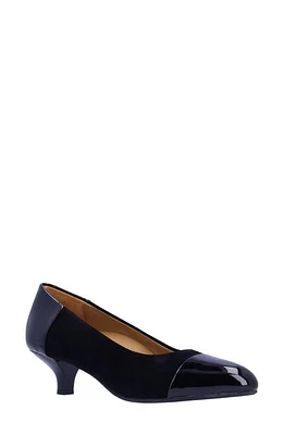 L'Amour des Pieds Kishita Cap Toe Kitten Heel Pump Black at Nordstrom,