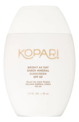 Kopari Bright As Day Sheer Mineral SPF 50 Sunscreen at Nordstrom, Size 1.7 Oz