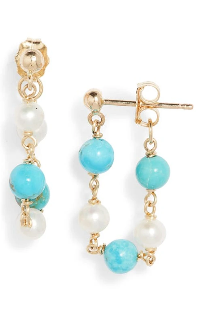 Poppy Finch Turquoise & Pearl Wraparound Hoop Earrings in 14Kyg at Nordstrom