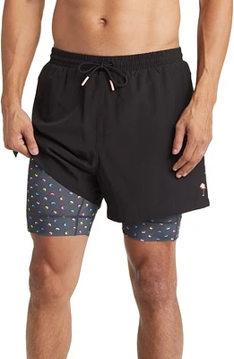 Boardies Polka Yin Yang Neon Active Compression Swim Trunks Black at Nordstrom,