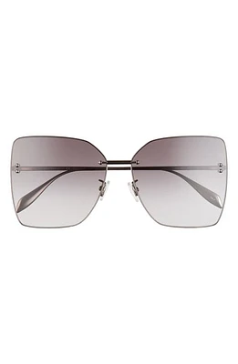 Alexander McQueen 63mm Oversize Gradient Square Sunglasses in Ruthenium at Nordstrom