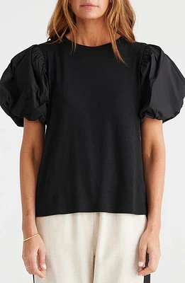 Brave+True Gabby Puff Sleeve Mixed Media Top at Nordstrom,