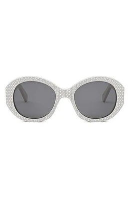 CELINE Strass 53mm Round Sunglasses in Ivory /Smoke at Nordstrom