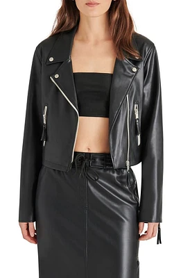 Steve Madden Vinka Faux Leather Moto Jacket in Black at Nordstrom, Size X-Small