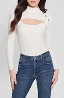 GUESS Nikki Front Cutout Sweater in White at Nordstrom, Size Small