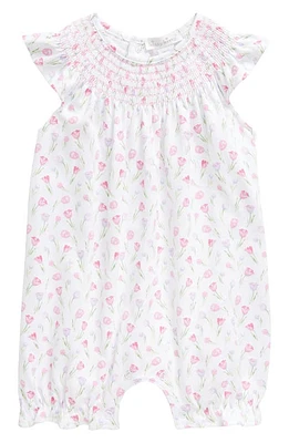 Kissy Kissy Floral Smocked Pima Cotton Romper in Pink Multi at Nordstrom, Size 12-18M