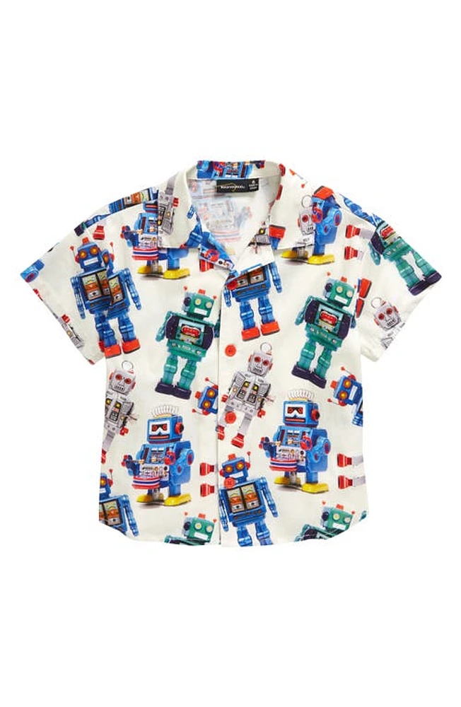 Rock Your Baby Kids' Robot Mania Camp Shirt Cream at Nordstrom,