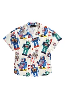 Rock Your Baby Kids' Robot Mania Camp Shirt Cream at Nordstrom,