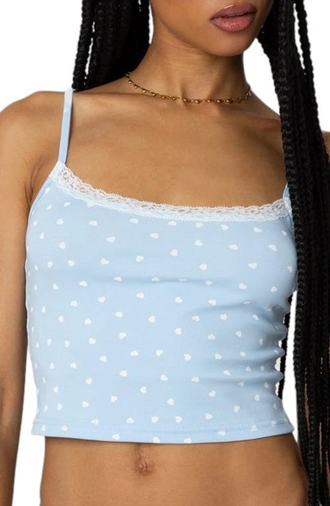 EDIKTED Follow Your Heart Stretch Cotton Tank Top Light-Blue at Nordstrom,