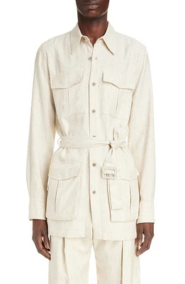 Dries Van Noten Columbia Twill Shirt Jacket Ecru at Nordstrom, Us