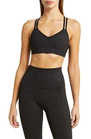 Beyond Yoga Sprinkled Hearts Strappy Sports Bra in Black Sprinkled Hearts at Nordstrom, Size Small