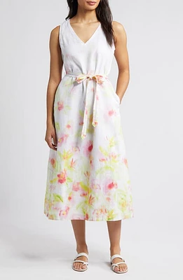 Tommy Bahama Royal Resort Floral Linen Midi Dress White at Nordstrom,