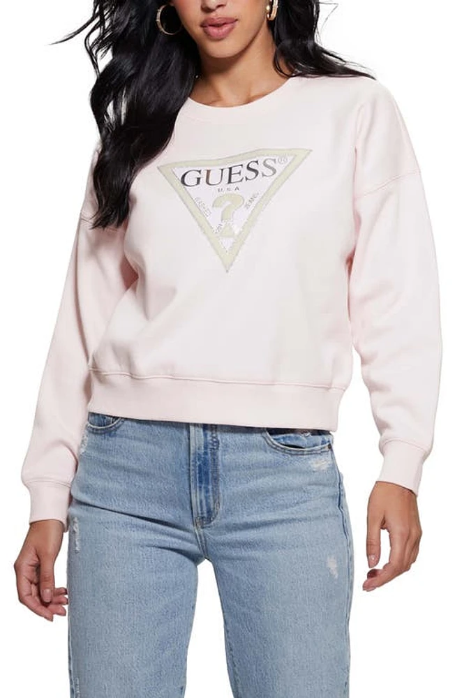 GUESS Embellished Logo Sweatshirt at Nordstrom,