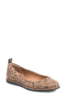 Comfortiva Ronah Leopard Print Flat in Cognac Suede at Nordstrom, Size 7