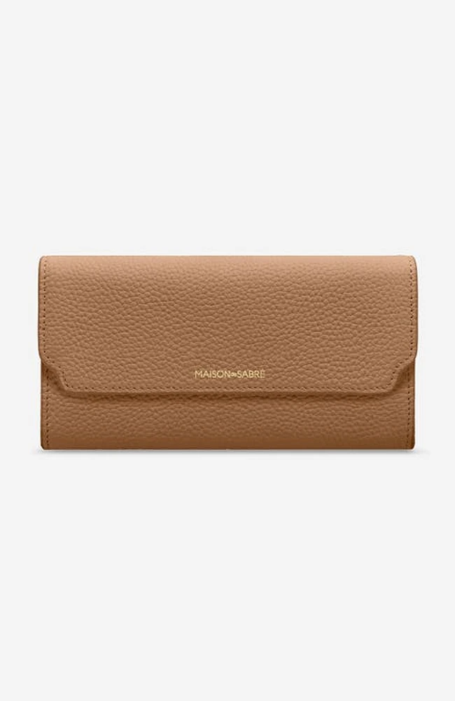 MAISON de SABRÉ Long Leather Flap Wallet in Sandstone Lily at Nordstrom