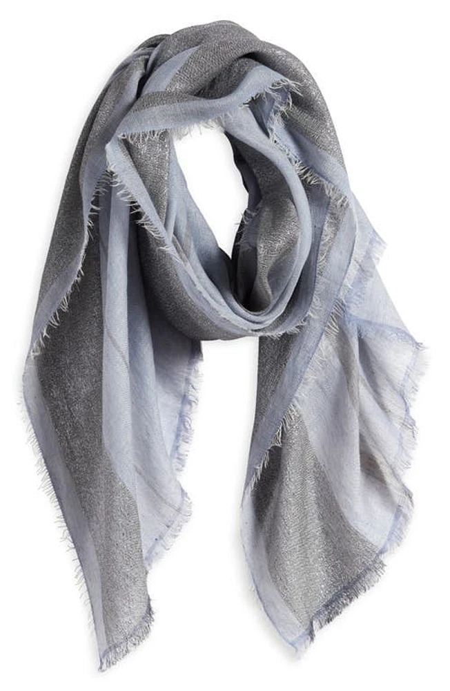 JANE CARR The Solitaire Metallic Long Scarf in Smoke Blue at Nordstrom