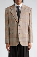 Bottega Veneta Relaxed Fit Check Double Face Cotton Blend Blazer Brown/White/Yellow at Nordstrom, Us