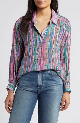 APNY Print Collar Top Pink Multi at Nordstrom,