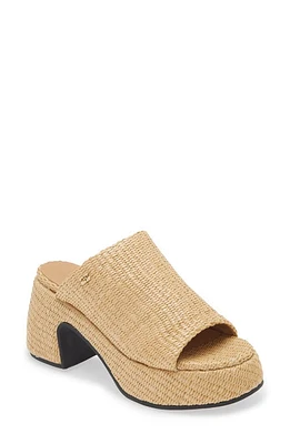 Ganni Butterfly Raffia Platform Slide Sandal Nature at Nordstrom,