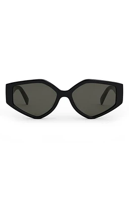 CELINE Bold 3 Dots 57mm Geometric Sunglasses in Shiny Black /Smoke at Nordstrom